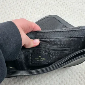 Kate Spade Black Saffiano Leather Rhinestone Embellished Small Crossbody Bag thumbnail 7