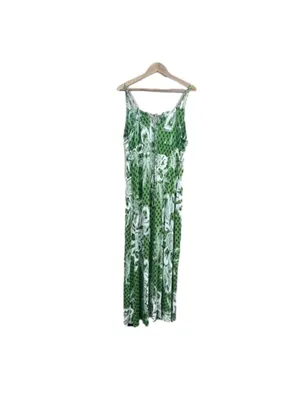 Old Navy Green Floral Maxi Dress Size L Beach Vacation Summer thumbnail 2