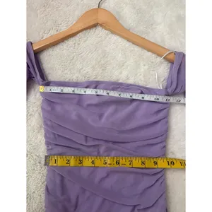 Lulus Desirable Date Lavender Mesh Ruched Off-the-Shoulder Midi Dress Size XS thumbnail 6