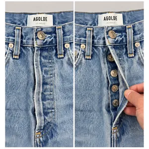 AGOLDE 90s Mid Rise Loose Fit Jeans Size 23 Light Wash Distressed thumbnail 6
