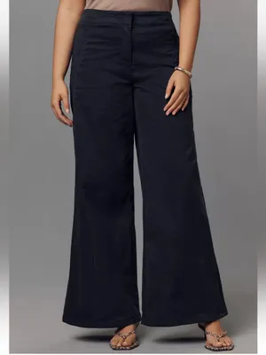 Anthropologie Maeve Scallop Wide-Leg Pants Size 24 Black thumbnail 2