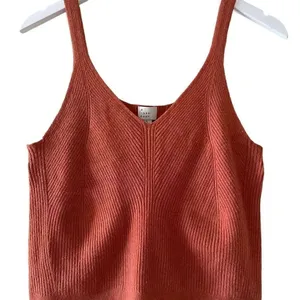 A New Day Burnt Orange Cropped Knit V-Neck Sleeveless Womens’ Tank Top L # 1507 thumbnail 11