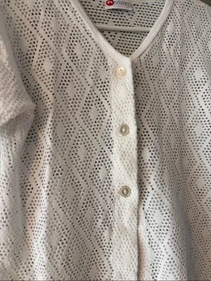 White Crochet Swim Coverup Top thumbnail 2
