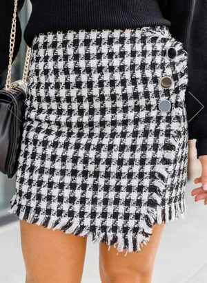 Pink Lily AMAZED BY YOU TWEED BLACK SKIRT thumbnail 1