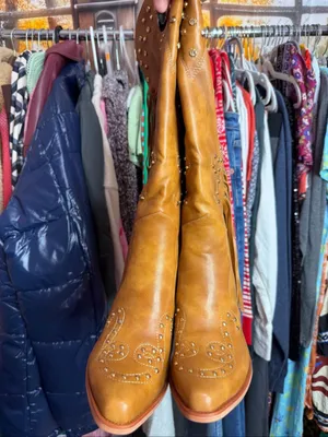 WRFCZGF Cowboy Boots for Women Fringe Knee High Cowgirl Boot Brown. Size 8 thumbnail 5