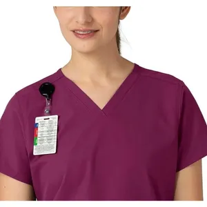 Carhartt Modern Fit Scrub Top Womens Large Purple HCA Florida Healthcare V-Neck thumbnail 5