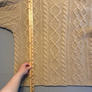 Vintage J.Crew Cable Knit Fisherman Sweater Wool Tan Beige Women Size Medium thumbnail 5
