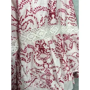 Maeve Anthropologie Dress S Red Floral Babydoll Mini Flutter Sleeve Lace Cottage thumbnail 9
