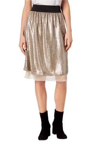 Free People flashing lights metallic sequined skirt thumbnail 1