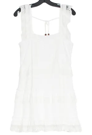 NWT Altar'd State White Lace Tiered Babydoll Dress Cottagecore Boho Coquette M thumbnail 1