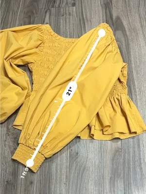 Free People mustard Yellow Smocked Peplum Blouse. thumbnail 12