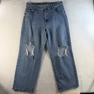 WILD FABLE Plus 18W Baggy Blue Jeans Highest Rise Busted Knees Pants Grunge Punk thumbnail 2