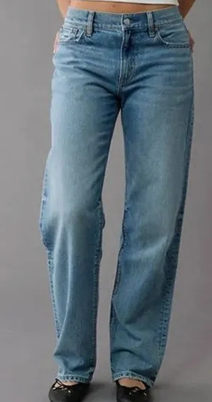 American Eagle AE Ex Boyfriend High Waisted Denim Straight Leg Jeans Blue 00 thumbnail 1