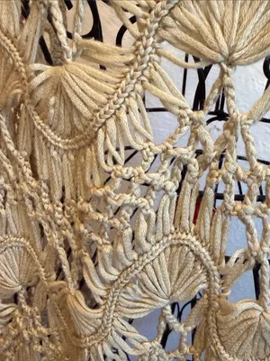 🎪🎪🎪BOGOHO🎪🎪🎪Cato Cream Crochet Open-Front Cardigan with Fringe-Large thumbnail 7