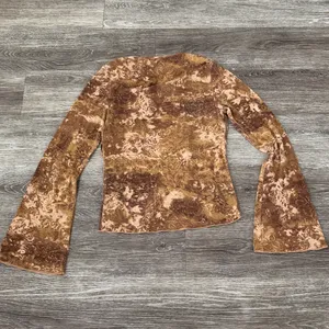 Y2K vintage boho western Gypsy fairy bell sleeve top brown tan small thumbnail 8