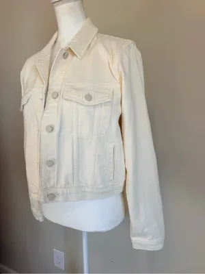 NWT Good American Soft Denim Jacket in Cloud White size medium thumbnail 5