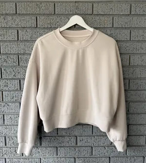 Lululemon softstreme perfectly oversized cropped crew Sz 4 Bone Cream Off White thumbnail 1
