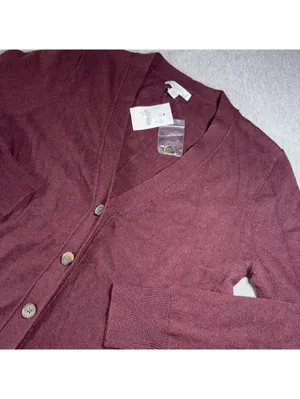 J Crew Mercantile NEW Wool Tri-Blend Button-Up Sweater Burgundy Woman’s XS thumbnail 2