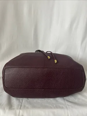COACH Soft Legacy XI Eggplant Purple Pebbled Leather Drawstring Tote Bag Purse 🌺 thumbnail 5