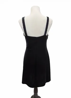 Vintage 90s Timing USA Black Velvet & Textured Lace Bustier Mini Dress Medium thumbnail 3