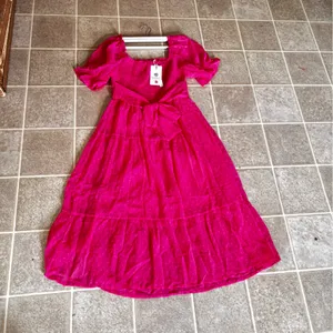 Merokeety Chic Fuchsia Midi Dress for Women thumbnail 5