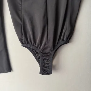 ANGL Office Siren MobWife Surplice Draped Bodysuit Small Black Goth‎ Minimalist thumbnail 8
