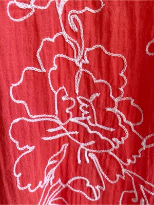 Cabana Cay Swim Cover Up Blouse Women’s XL Floral Embroidery 3/4 Sleeves Cotton thumbnail 7