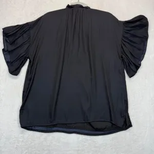 Mustard Seed Ruffle Sleeve Blouse Tie Neck‎ Top Flowy Black Small thumbnail 8