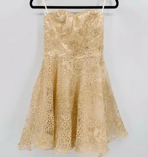Gold Convertible Formal Dress Chi Chi London Applique Rose Floral Rhinestones 6 thumbnail 1