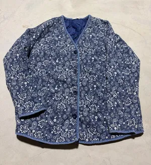 Easel Blue Paisley Quilted blue button Jacket large thumbnail 1