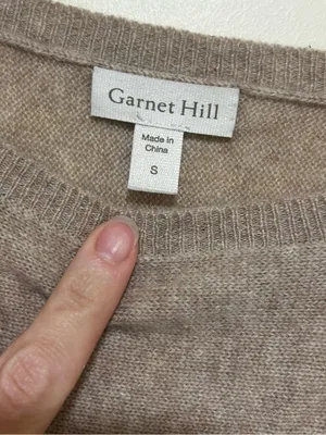 Garnet Hill Cashmere Beige Crewneck Knit Sweater Size Small thumbnail 3