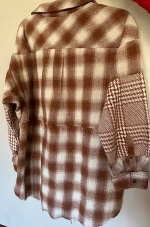 Flannel Dress Shacket Brown thumbnail 2