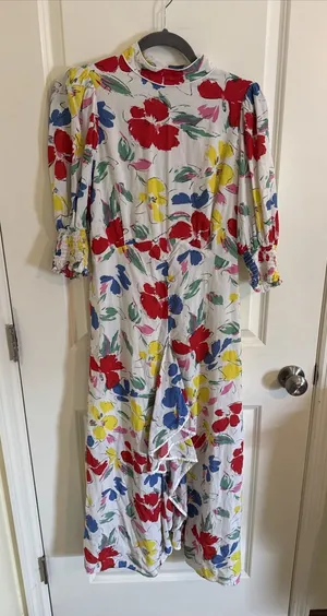 Rixo Target Floral Cascade Ruffle Artsy Maxi Dress Mock Neck Size 6 thumbnail 1