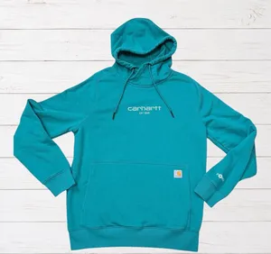 Carhartt Force Teal Hoodie Womens S Relaxed Fit Workwear Gorpcore TS5569 thumbnail 1