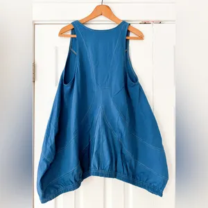 Free People Beach Blue Sleeveless Cory Tunic Pockets Size Small‎ Oversized NWT thumbnail 4