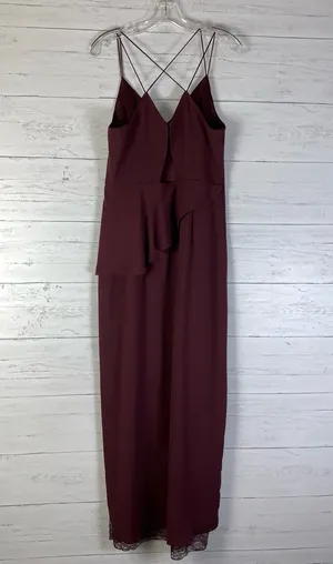 Forever New maroon wrapped strappy dress front slit size 8 thumbnail 5