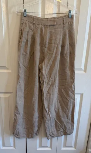 Free People Wide Leg Linen Pant Tan Size 0 thumbnail 1