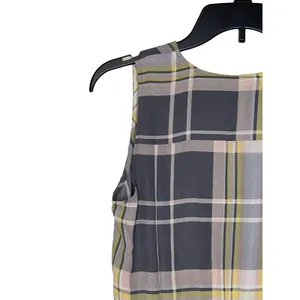 Loft Women Tank Top Semi Sheer V-Neck Plaid Peplum‎ Surplice Wrap Multicolor XS thumbnail 8