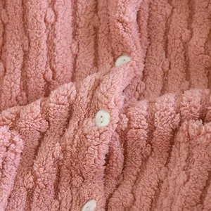 NWT ~ Women's Thick Pink Furry Button Up & Front Pockets Sweater ~ Size LARGE thumbnail 2