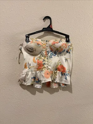 Lolita Bustier Peplum Top in White Floral SUPERDOWN S thumbnail 3