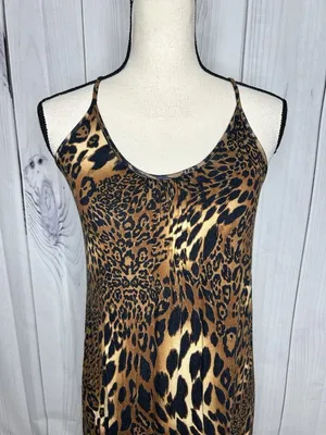 12PM By Mon Ami Maxi Dress Womens Sz S Spaghetti Strap Animal Print Knit thumbnail 2