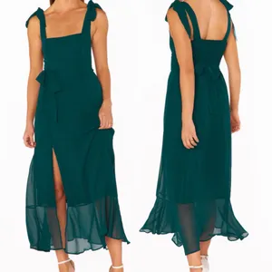 Show Me Your Mumu Claire Midi Dress - Emerald Green Chiffon - Small thumbnail 3
