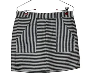 Madewell Women's Skirt Striped Straight Mini Pockets‎ Cotton Blue White Size 2 thumbnail 1