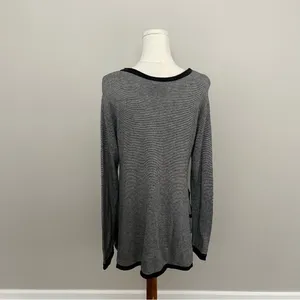 Vintage Pashoot Tunic Sweater Striped Lightweight Pockets Lagenlook Black White thumbnail 5