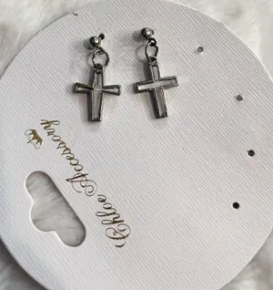 FREE GIFT WITH PURCHASE! Silver Tone Dangle Cross Earrings thumbnail 3