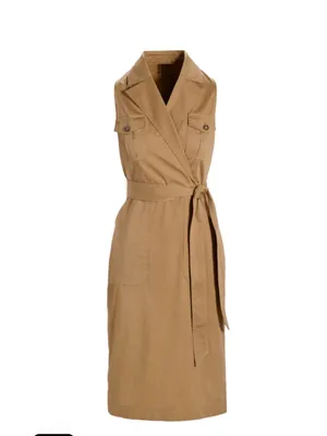 NEW Boston Proper Collared‎ Utility Midi Dress Iced Coffee Medium thumbnail 2