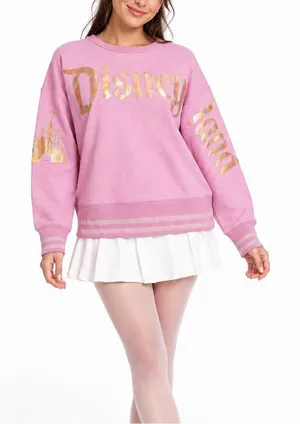 Disney Parks 50th EARidescent Pink Gold Sweatshirt Y2K Coquette Pullover Size LG thumbnail 1