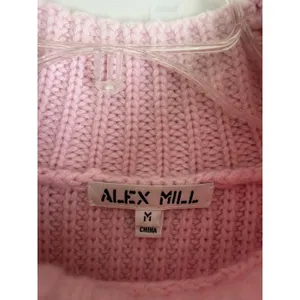 Alex Mill Womens Sweater Med Pink Merino Wool Cashmere Mock Neck Chunky thumbnail 9