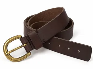 Brown Leather Belt Gold Brass Buckle Womens Medium Classic Western Target Preppy thumbnail 1