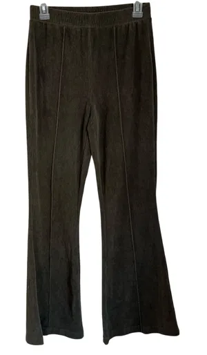 Aerie Groove ON Velour High Waisted Flare Pant Pull ON Ribbed Army‎ Green Size S thumbnail 1